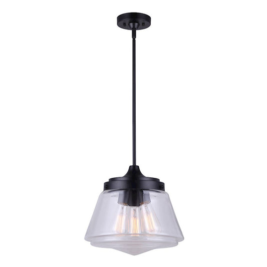 Canarm Meyer 12.75in 3-Light Pendant | Modern Matte Black Clear Glass | Kitchen Island & Dining Room | 12.75 x 13 in | Model IPL728B03BK