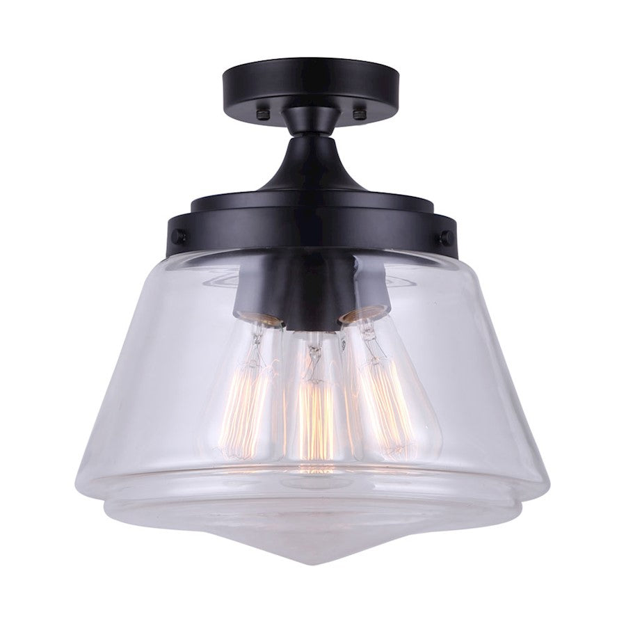 Canarm Meyer 12.75in 3-Light Pendant | Modern Matte Black Clear Glass | Kitchen Island & Dining Room | 12.75 x 13 in | Model IPL728B03BK