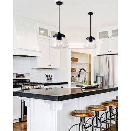 Canarm Meyer 12.75in 3-Light Pendant | Modern Matte Black Clear Glass | Kitchen Island & Dining Room | 12.75 x 13 in | Model IPL728B03BK
