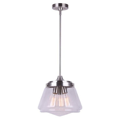 Canarm Rya 13in 3-Light Pendant | Brushed Nickel and Clear Glass | Kitchen Island & Dining Room | 13 x 13 x 13 in | Model IPL728B03BN
