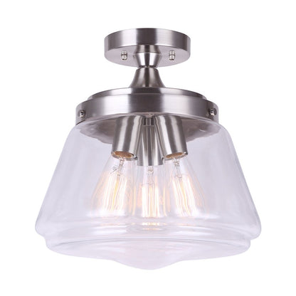 Canarm Rya 13in 3-Light Pendant | Brushed Nickel and Clear Glass | Kitchen Island & Dining Room | 13 x 13 x 13 in | Model IPL728B03BN