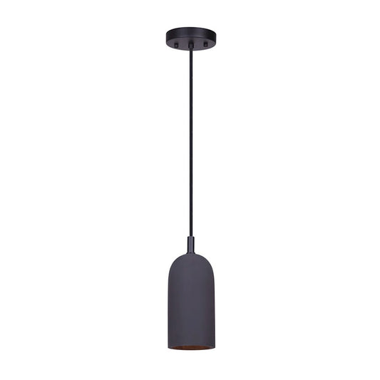 Canarm Jack 5in 1-Light Pendant | Industrial Matte Black Cement | Kitchen Island & Dining Room | 5 x 5 x 12 in | Model IPL729B01BK