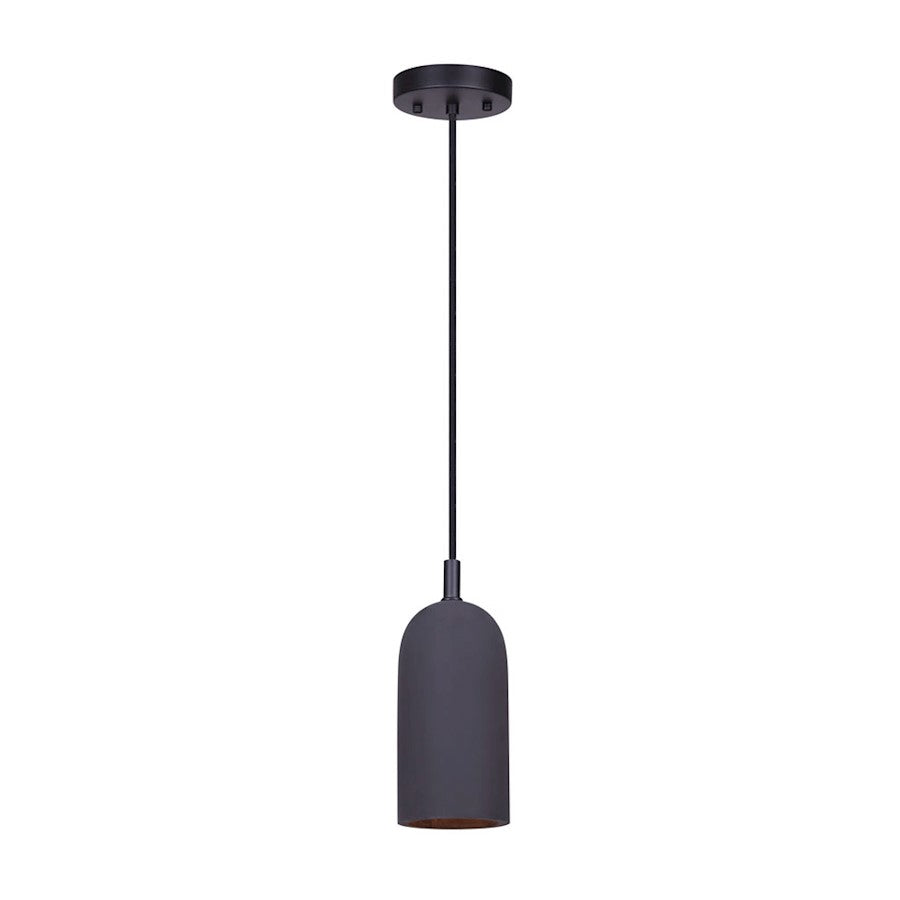 Canarm Jack 5in 1-Light Pendant | Industrial Matte Black Cement | Kitchen Island & Dining Room | 5 x 5 x 12 in | Model IPL729B01BK