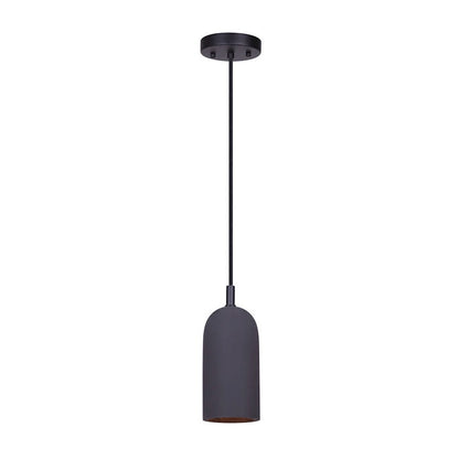 Canarm Jack 5in 1-Light Pendant | Industrial Matte Black Cement | Kitchen Island & Dining Room | 5 x 5 x 12 in | Model IPL729B01BK