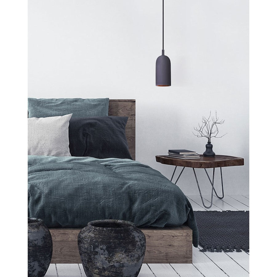Canarm Jack 5in 1-Light Pendant | Industrial Matte Black Cement | Kitchen Island & Dining Room | 5 x 5 x 12 in | Model IPL729B01BK