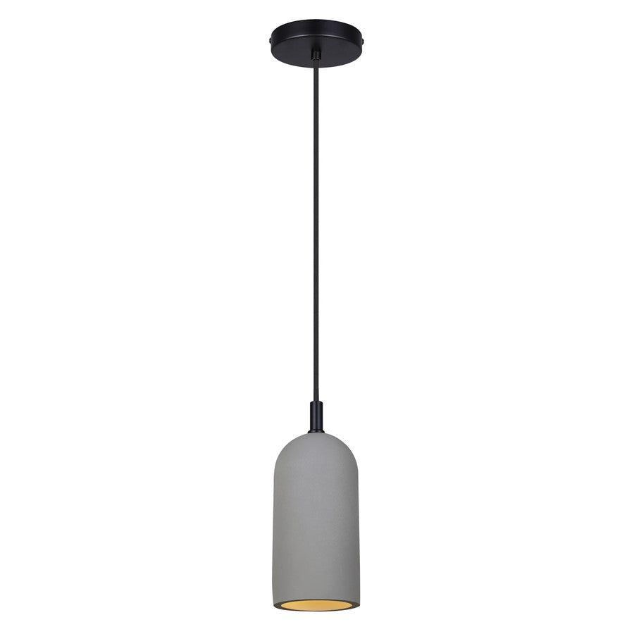 Canarm Jack 4.75in 1-Light Pendant | Matte Black and Grey Cement | Kitchen Island & Dining Room | 4.75 x 4.75 x 12 in | Model IPL729B01BK-GY