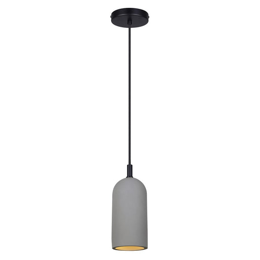 Canarm Jack 4.75in 1-Light Pendant | Matte Black and Grey Cement | Kitchen Island & Dining Room | 4.75 x 4.75 x 12 in | Model IPL729B01BK-GY