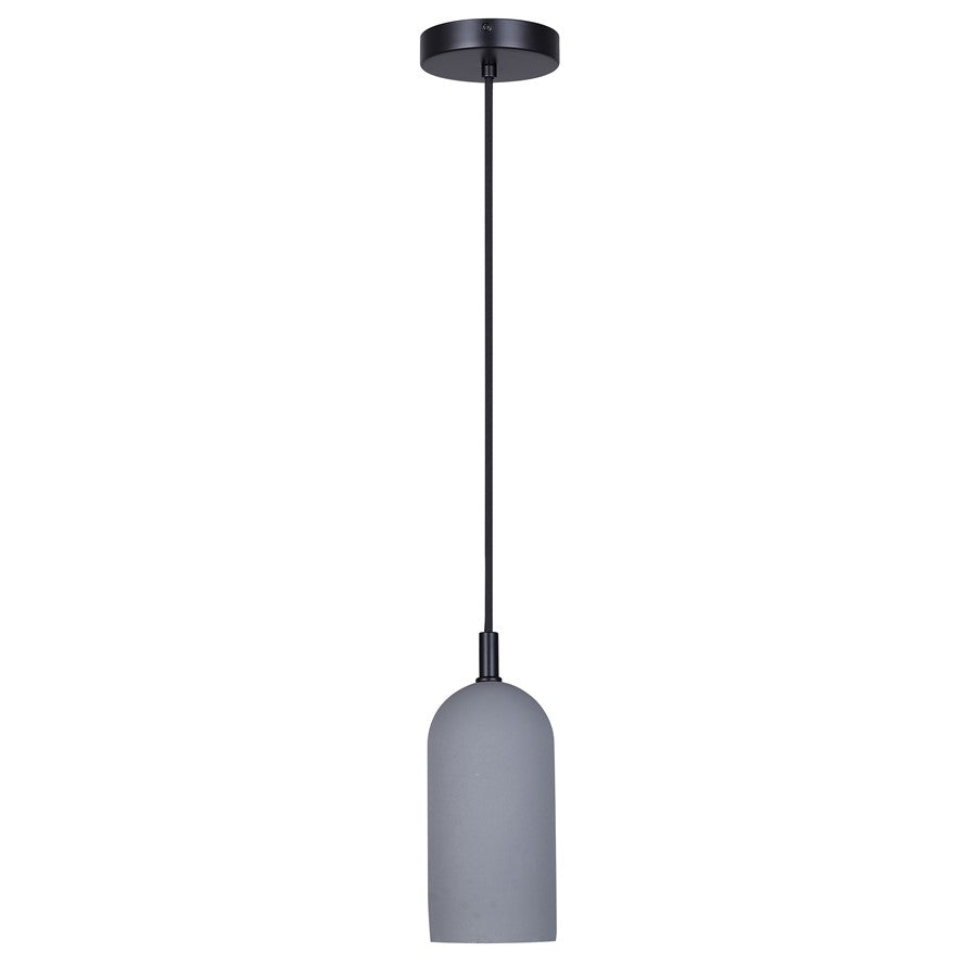Canarm Jack 4.75in 1-Light Pendant | Matte Black and Grey Cement | Kitchen Island & Dining Room | 4.75 x 4.75 x 12 in | Model IPL729B01BK-GY