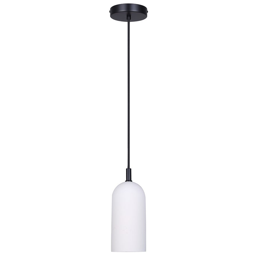 Canarm Jack 4.75in 1-Light Pendant | Matte Black and Gray White Cement | Kitchen Island & Dining Room | 4.75 x 4.75 x 12 in | Model IPL729B01BK-W
