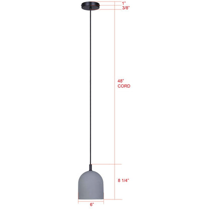 Canarm Jack 6in 1-Light Pendant | Industrial Matte Black and Grey Cement | Kitchen Island & Dining Room | 6 x 6 x 10 in | Model IPL729B01BK6-GY