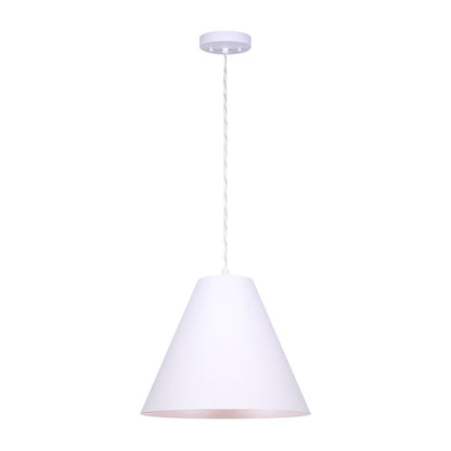 Canarm Mali 13.75in 1-Light Pendant | Matte White Conical | Kitchen Island & Dining Room | 13.75 x 13.75 x 14.375 in | Model IPL730B01WH