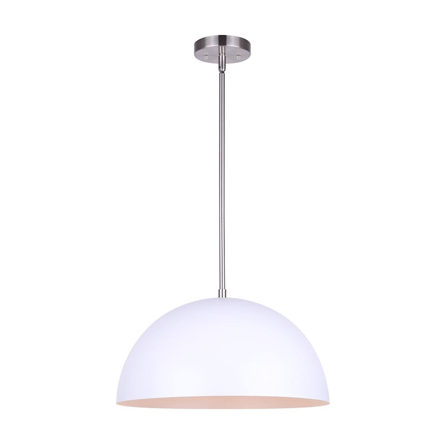 Canarm Sadie 16in 1-Light Pendant | Matte White & Brushed Nickel | Kitchen Island & Dining Room | 15.75 x 59.25 in | Model IPL734B01BNH