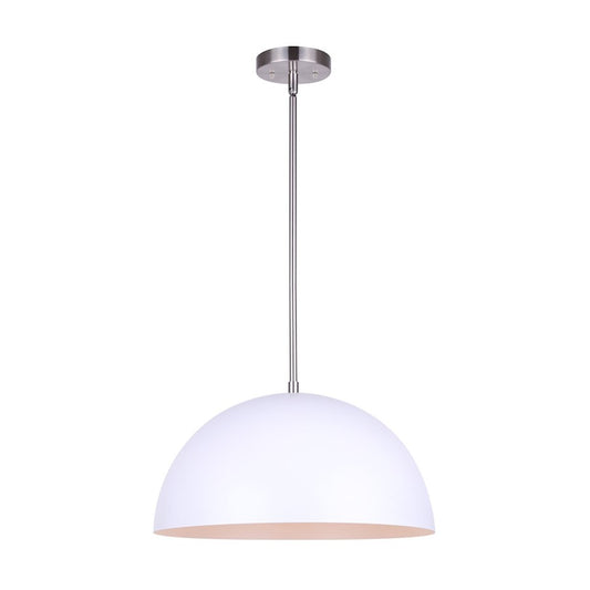 Canarm Sadie 16in 1-Light Pendant | Matte White & Brushed Nickel | Kitchen Island & Dining Room | 15.75 x 59.25 in | Model IPL734B01BNH