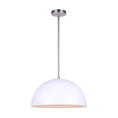 Canarm Sadie 16in 1-Light Pendant | Matte White & Brushed Nickel | Kitchen Island & Dining Room | 15.75 x 59.25 in | Model IPL734B01BNH