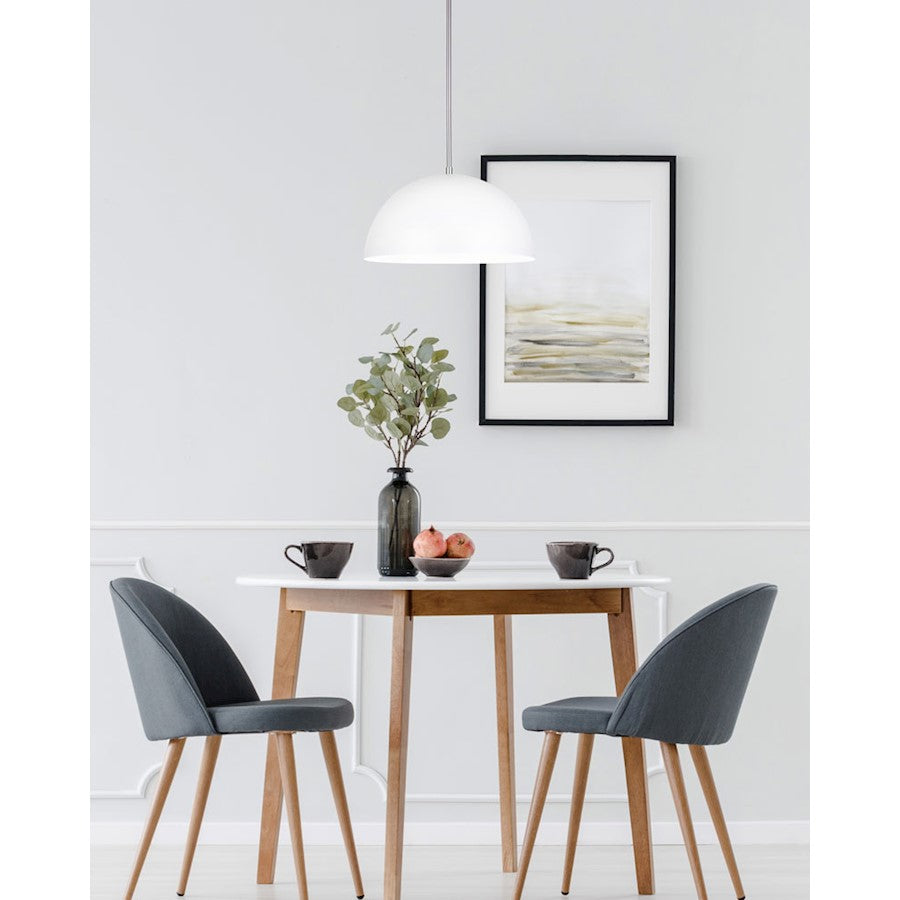 Canarm Sadie 16in 1-Light Pendant | Matte White & Brushed Nickel | Kitchen Island & Dining Room | 15.75 x 59.25 in | Model IPL734B01BNH