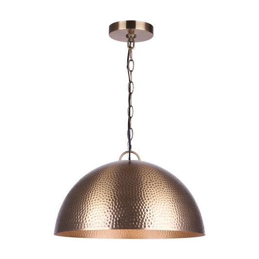 Canarm Mongolia 16in 1-Light Pendant | Matte Gold Hammered Metal | Kitchen Island & Dining Room | 15.75 x 9.12 in | Model IPL735B01GD