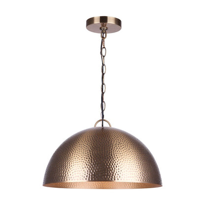 Canarm Mongolia 16in 1-Light Pendant | Matte Gold Hammered Metal | Kitchen Island & Dining Room | 15.75 x 9.12 in | Model IPL735B01GD