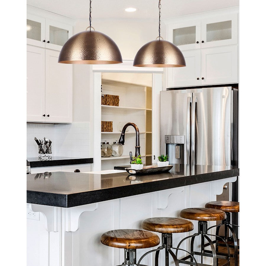 Canarm Mongolia 16in 1-Light Pendant | Matte Gold Hammered Metal | Kitchen Island & Dining Room | 15.75 x 9.12 in | Model IPL735B01GD