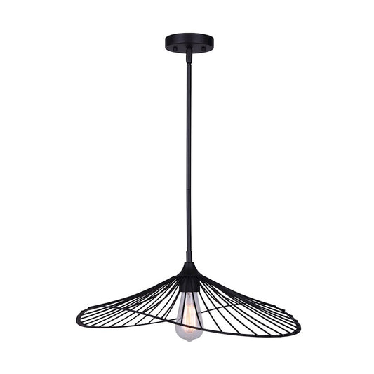 Canarm Aldora 20in 1-Light Pendant | Matte Black Open Cage | Entryway & Kitchen Table | 19.75 x 57.5 in | Model IPL737B01BK