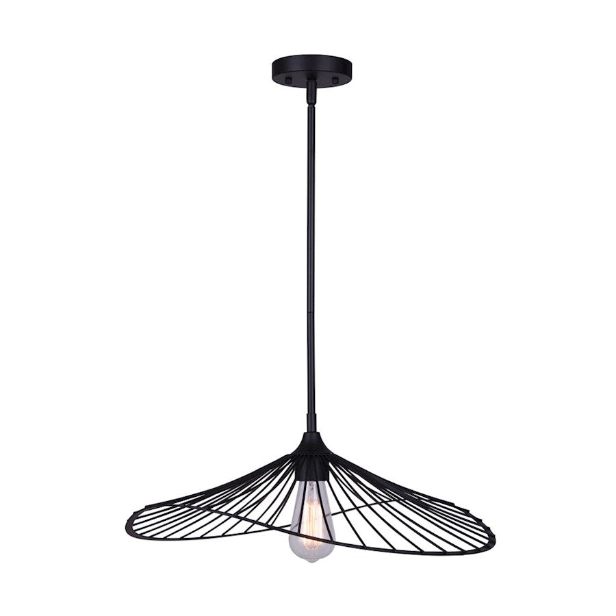 Canarm Aldora 20in 1-Light Pendant | Matte Black Open Cage | Entryway & Kitchen Table | 19.75 x 57.5 in | Model IPL737B01BK