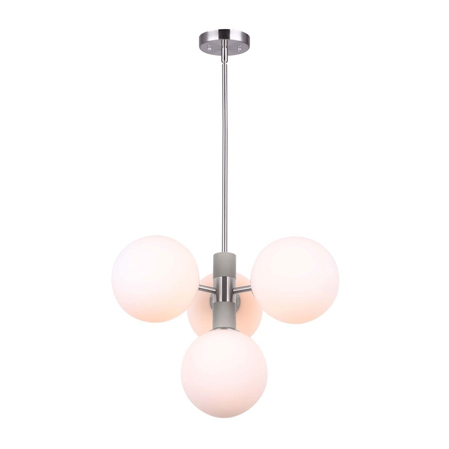 Canarm Farris 20in 4-Light Pendant | Brushed Nickel and Matte Grey Opal Glass | Kitchen Island & Dining Room | 20 x 22 in | Model IPL739B04MGB