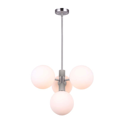 Canarm Farris 20in 4-Light Pendant | Brushed Nickel and Matte Grey Opal Glass | Kitchen Island & Dining Room | 20 x 22 in | Model IPL739B04MGB