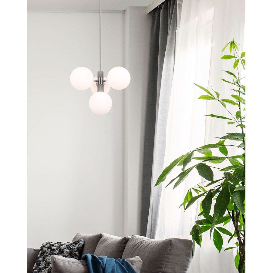 Canarm Farris 20in 4-Light Pendant | Brushed Nickel and Matte Grey Opal Glass | Kitchen Island & Dining Room | 20 x 22 in | Model IPL739B04MGB
