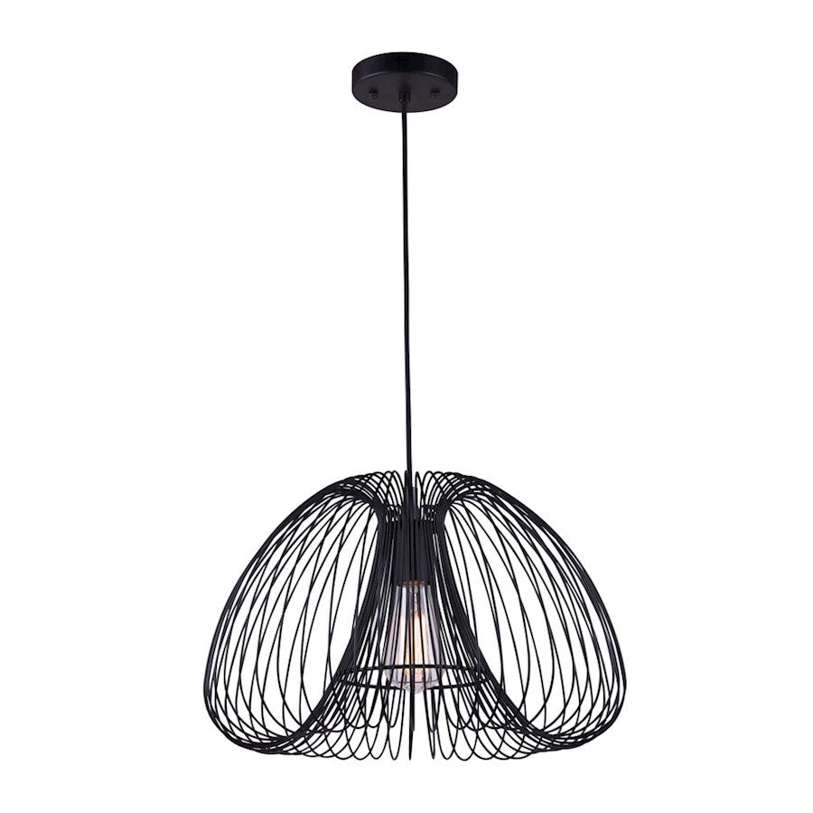 Canarm Blix 16in 1-Light Pendant | Modern Matte Black Open Design | Entryway & Bedroom | 16 x 16 x 14 in | Model IPL746B01BK