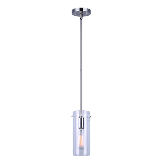 Canarm Joni 5in 1-Light Pendant | Brushed Nickel and Clear Glass | Kitchen Island & Dining Room | 5 x 5 x 17 in | Model IPL759A01BN