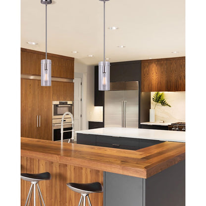 Canarm Joni 5in 1-Light Pendant | Brushed Nickel and Clear Glass | Kitchen Island & Dining Room | 5 x 5 x 17 in | Model IPL759A01BN