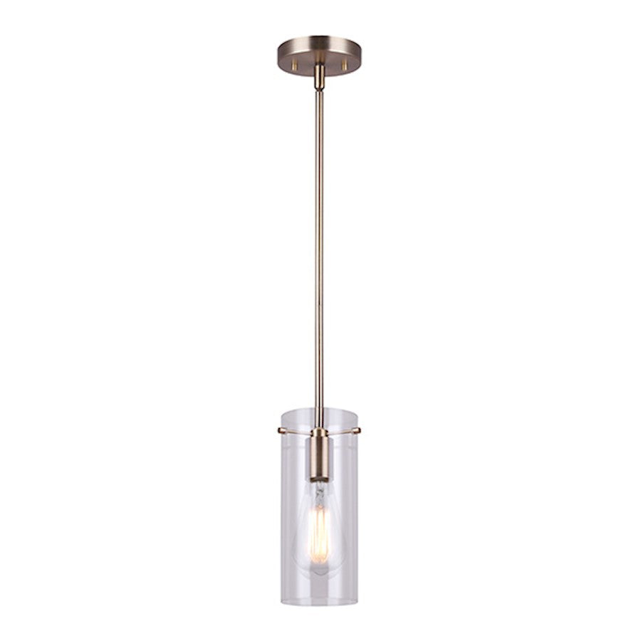 Canarm Joni 5in 1-Light Pendant | Gold and Clear Glass | Kitchen Island & Dining Room | 5 x 5 x 59 in | Model IPL759A01GD