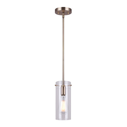 Canarm Joni 5in 1-Light Pendant | Gold and Clear Glass | Kitchen Island & Dining Room | 5 x 5 x 59 in | Model IPL759A01GD