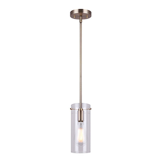 Canarm Joni 5in 1-Light Pendant | Gold and Clear Glass | Kitchen Island & Dining Room | 5 x 5 x 59 in | Model IPL759A01GD