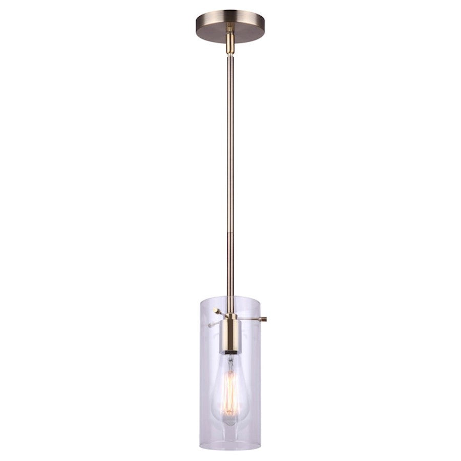 Canarm Joni 5in 1-Light Pendant | Gold and Clear Glass | Kitchen Island & Dining Room | 5 x 5 x 59 in | Model IPL759A01GD