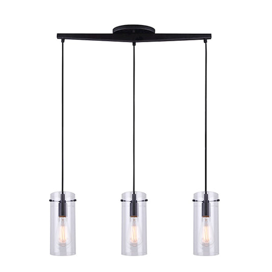 Canarm Joni 30in 3-Light Pendant | Matte Black and Clear Glass | Kitchen Island & Dining Room | 30 x 4 x 19 in | Model IPL759A03BK