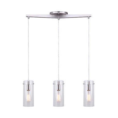 Canarm Joni 30in 3-Light Pendant | Brushed Nickel and Clear Glass | Kitchen Island & Dining Room | 30 x 4.5 x 19 in | Model IPL759A03BN