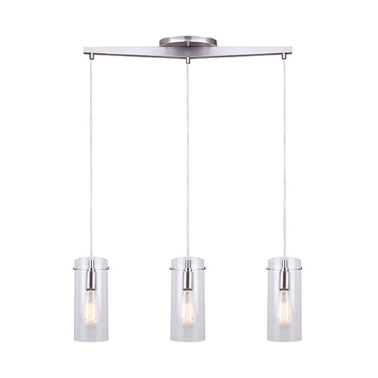 Canarm Joni 30in 3-Light Pendant | Brushed Nickel and Clear Glass | Kitchen Island & Dining Room | 30 x 4.5 x 19 in | Model IPL759A03BN