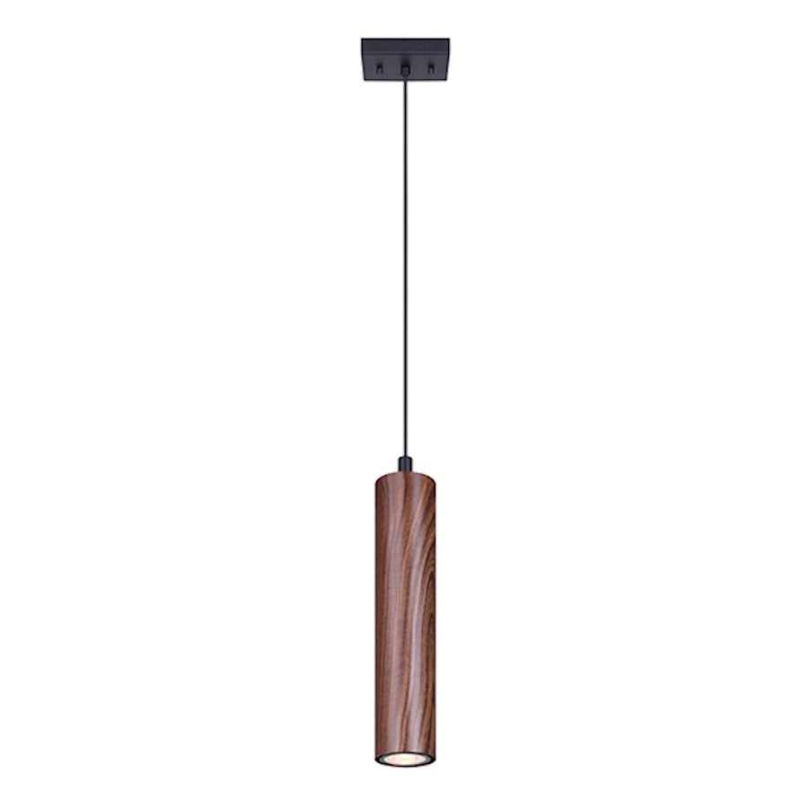 Canarm Carver 5in 1-Light Pendant | Modern Black & Faux Wood Metal | Kitchen Island & Dining Room | 5 x 5 x 14 in | Model IPL764A01BKW10