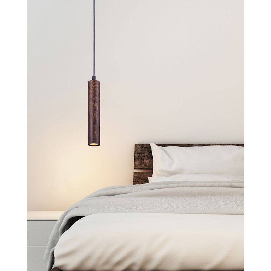 Canarm Carver 5in 1-Light Pendant | Modern Black & Faux Wood Metal | Kitchen Island & Dining Room | 5 x 5 x 14 in | Model IPL764A01BKW10