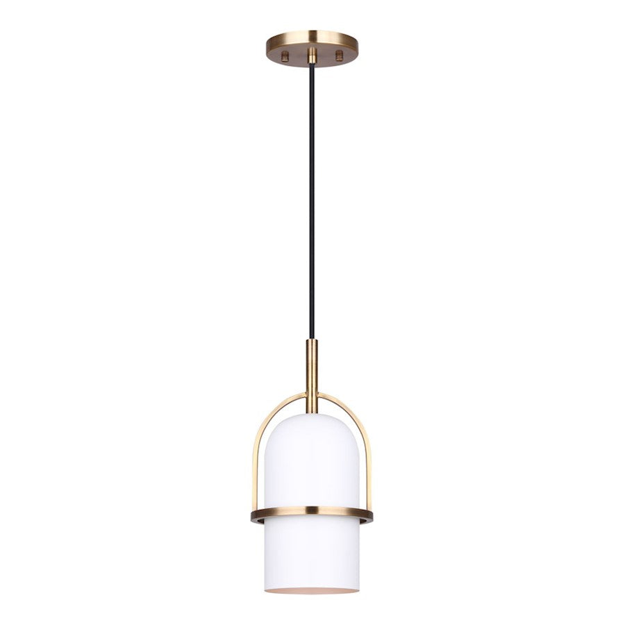 Canarm Isla 6in 1-Light Pendant | Modern Gold & Matte White Metal | Kitchen Island & Dining Room | 6 x 6 x 62 in | Model IPL777B01GDW