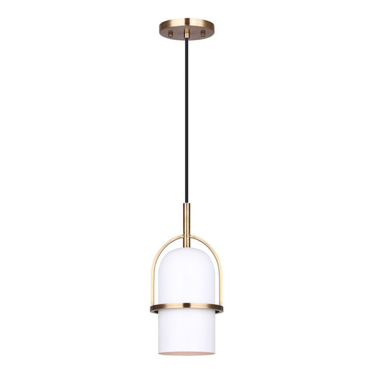 Canarm Isla 6in 1-Light Pendant | Modern Gold & Matte White Metal | Kitchen Island & Dining Room | 6 x 6 x 62 in | Model IPL777B01GDW