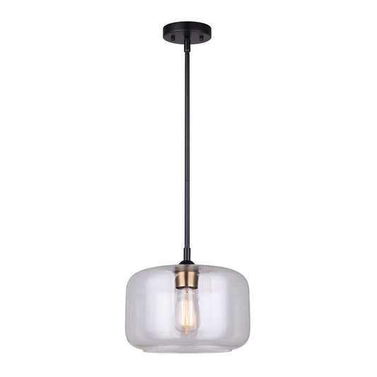 Canarm Fauna 11in 1-Light Pendant | Modern Matte Black & Gold Metal | Kitchen Island & Dining Room | 11 x 11 x 60 in | Model IPL778B01BKG