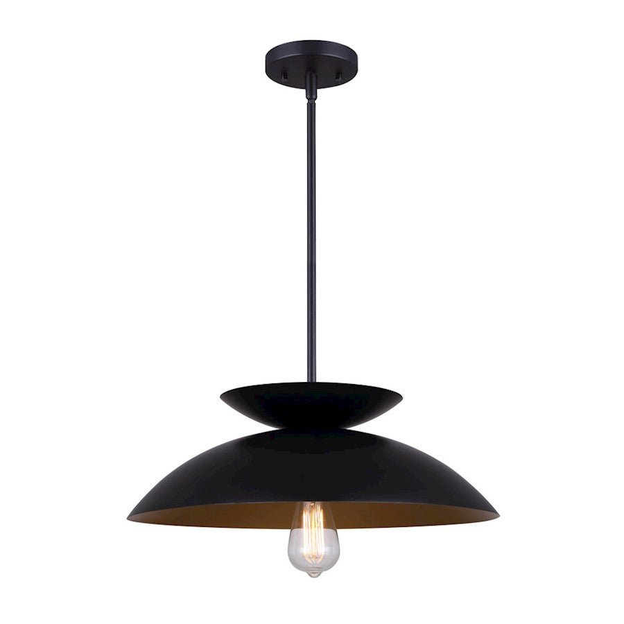Canarm Ziva 18in 1-Light Pendant | Matte Black Metal | Kitchen Island & Dining Room | 18 x 18 x 55 in | Model IPL786B01BK