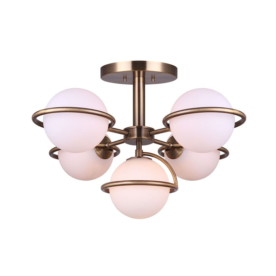 Canarm Kosima 24in 5-Light Semi-Flush Mount | Gold Metal | Bedroom & Living Room Ceiling Light | 24.5 x 24.5 x 15.5 in | Model ISF1025A05GD9