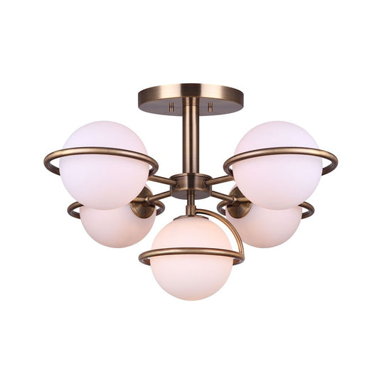 Canarm Kosima 24in 5-Light Semi-Flush Mount | Gold Metal | Bedroom & Living Room Ceiling Light | 24.5 x 24.5 x 15.5 in | Model ISF1025A05GD9