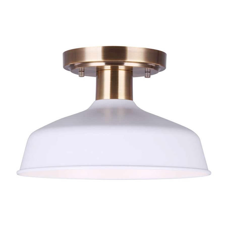 Canarm Bello 10in 1-Light Semi-Flush Mount | Gold & White Metal | Kitchen & Hallway Ceiling Light | 10.25 x 10.25 x 6.5 in | Model ISF1055A01GDW