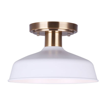 Canarm Bello 10in 1-Light Semi-Flush Mount | Gold & White Metal | Kitchen & Hallway Ceiling Light | 10.25 x 10.25 x 6.5 in | Model ISF1055A01GDW