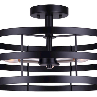 Canarm Ade 16in 3-Light Semi Flush | Industrial Matte Black with Gold and Brushed Nickel Sleeves | Bedroom & Hallway | Model ISF1062A03BGB