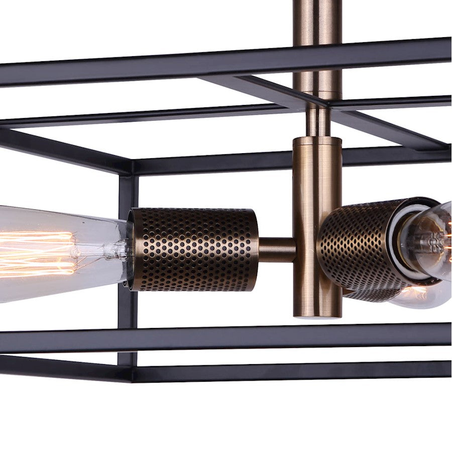 Canarm Bodie 15in 3-Light Semi Flush | Industrial Matte Black and Gold Mesh Details | Entryway & Bedroom | 15 x 15 x 8.5 in | Model ISF1069A03BKG