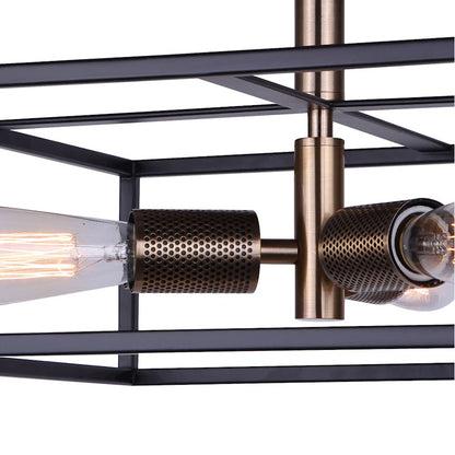 Canarm Bodie 15in 3-Light Semi Flush | Industrial Matte Black and Gold Mesh Details | Entryway & Bedroom | 15 x 15 x 8.5 in | Model ISF1069A03BKG